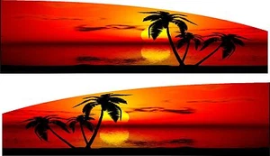 Palmeras puesta del sol océano barco coche camión remolque RV gráficos calcomanías pegatinas 50" - Imagen 1 de 1