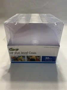 HP Slim Jewel CDs & DVDs Box of 30 Clear Cases New In Shrink Wrapped Block - Picture 1 of 7