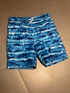 Lands End Kids Blue Shark Bathing Suit Size 7T - Picture 1 of 4