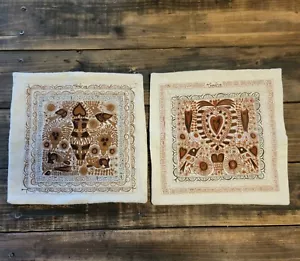Southwest Embroidered Wool 16" Square Pillowcase Handmade Adobe Rustic Aztec - Picture 1 of 7