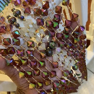 Lot Of 7 Iridescent Christmas Garland W/ Ornaments - Picture 1 of 7