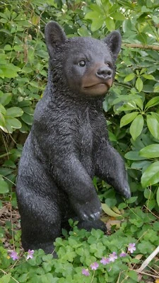 Estatua de jardín de pie de cachorro de oso negro 22" H casa de campo decoración exhibición de vida silvestre Foto 1 de 4