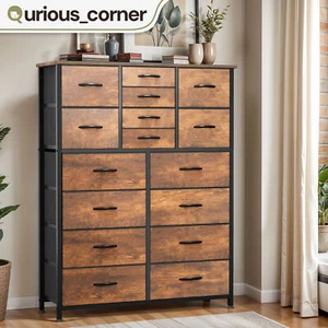 16 Fabric Drawer Dresser Tower Solid Organizer Bedside Livingroom Furniture Unit - Picture 1 of 11