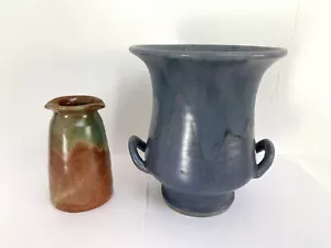 Signed Upchurch Studio Pottery 2 Handled Urn Vase & Pourer - Picture 1 of 13