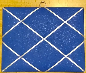 French Bulletin Board Photo Memo Board Blue Silver Sparkle Print 11 x 14 inches - Picture 1 of 3