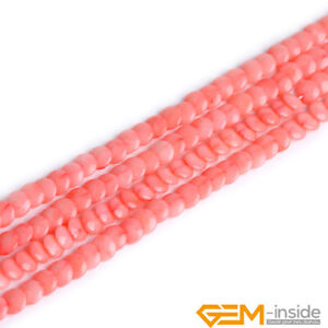 6mm Assorted Pink Red Orange Coral Gemstone Coin Beads for Jewelry Making 15" YB