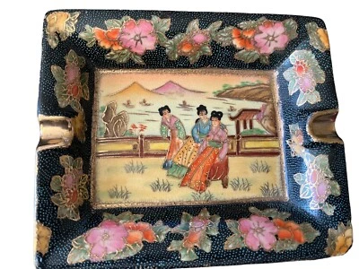 Royal Satsuma поднос для сигар блюдо гейша дизайн золотой поднятый Moriage - Изображение 1 из 4