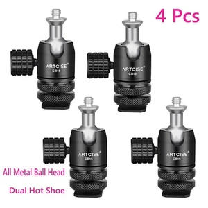 4 PIEZAS Mini Cabezal de Bola Todo Metal 1/4” Doble Cámara Soporte de Zapata Caliente con Tornillo de 1/4"" - Imagen 1 de 16
