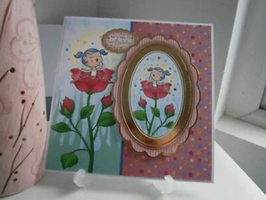 Handgefertigte Geburtstagskarte 7x7 süße Fee - Bild 1 von 1