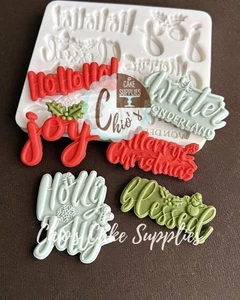 Ho ho ho, Joy, Merry Christmas, Winter Wonderland, blessed Words Silicone Mold - Picture 1 of 7