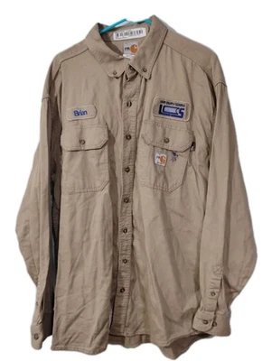  Carhartt, Cat 2, XL  Flame Resistant, FR L/S, APTV 9.5 Shirt Tan Beige  - Image 1 of 4