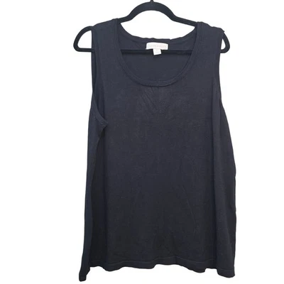 Camiseta sin mangas Laura Ashley para mujer talla grande 1X negra tejida rayón nailon minimalista  Foto 1 de 4
