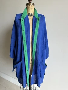 Karvinen Finland Oversized Top Blue w/ Green. See pics. - Picture 1 of 12