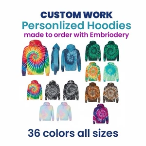 Personioized Hand-Dyed Spiral Hoodie: Unisex Lightweight Pullover 36 Colors - Picture 1 of 6