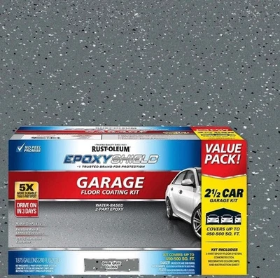 Rust-Oleum EpoxyShield Dark Gray Garage Floor Coating Kit 2.5 CAR Garage Kit - Image 1 of 4