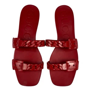 Gucci Teena Rubber Chain Link Slides Red 39-40 - Picture 1 of 7