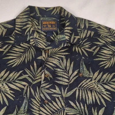 Camisa de campamento Woolrich Hawaiana con estampado tropical para hombre 100 % algodón talla XL Foto 1 de 4