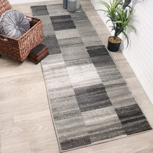 Indoor Runner Rug, Jute Backed Rugs, Modern Striped Patchwork Floor Decor for... - Picture 1 of 6