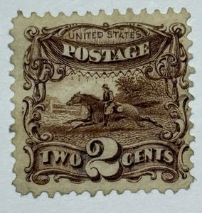 US #113 1869 2c brown Pony Express Rider pict. MNG; $190 SCV - Picture 1 of 3