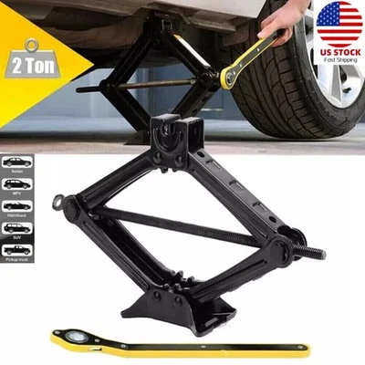 2 Ton Scissor Jack Handle Crank Tool Car Van Garage Tire Wheel Lug Wrench Jack - Image 1 of 4
