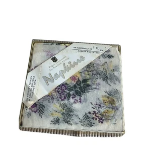 40 Vintage Silky Tea Napkins Dining Home Entertaining Complete Set Garden Floral - Picture 1 of 5