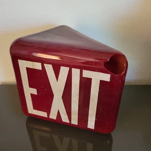 Antique Glass Exit Sign Ruby Red Globe Triangle (Broke - See Pics) - Picture 1 of 7