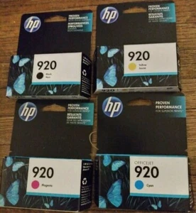 SET of 4 GENUINE FACTORY SEALED HP 920 INKJET CARTRIDGES 2017-2018 - Picture 1 of 1