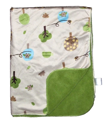 Cómoda Manta Bebé Árbol Búho Hoja Abeja Verde Tostado Sherpa Seguridad Lovey Usada en Excelente Condición Foto 1 de 2