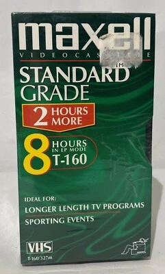 Maxell VHS Cintas Grado Premium T-160 Video Cassette 8 HR Nuevo Foto 1 de 2