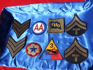 Segunda Guerra Mundial Orig.(8) Parches de hombro AA + GHQ + Sargentos + 3ª armadura + Fuerza de servicio   - Imagen 1 de 1