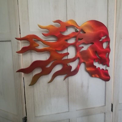 Металлический настенный череп для помещений и улицы плазменная резка стальная палуба крыльцо декор патио искусство  - Изображение 1 из 2