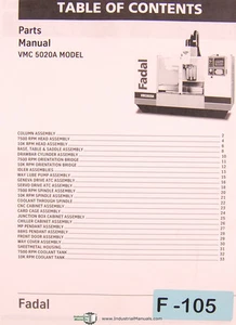Piezas de centro de mecanizado Fadal Giddings & Lewis, VMC 5020A último año manual (2001) - Imagen 1 de 1