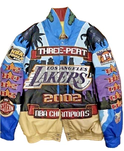 AUTHENTIC JEFF HAMILTON LA LAKERS THREE-PEAT KOBE & SHAQ LEATHER JACKET 2002! - Picture 1 of 4