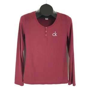 Prendas para dormir Calvin Klein de punto acanalado Henley pijama top para mujer mediano con monograma - Imagen 1 de 12