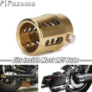 Retro Brass Drilled Exhaust Tip For Harley Bobber & Chopper 1.75" Tube Diameter - Picture 1 of 9