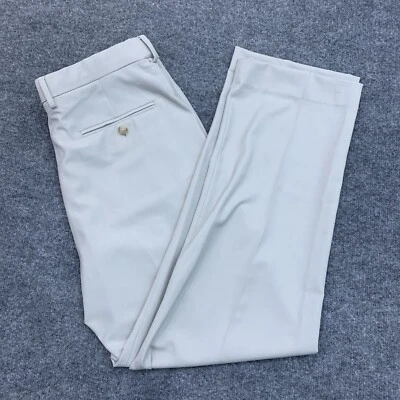 Pantalones de vestir Haggar 34x32 calce clásico crema premium confort poliéster Foto 1 de 4
