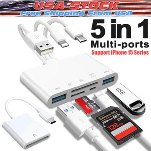 Lecteur Carte Mémoire 5 en 1 USB 3.0 OTG Adaptateur Lecteurs de Carte SD pour iPhone/iPad - Photo 1/17