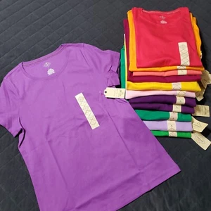 NWT Women's St. John's Bay Large Short Sleeve Round-Neck T-Shirt 100% Cotton - Picture 1 of 21