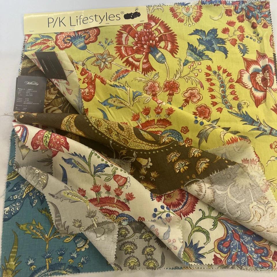 P/K Lifestyles Williamsburg Upholstery Samples 6 Large 27” x 26”Mixed Colors - Image 1 of 4