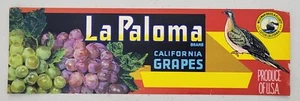 ADVERTISING Label La Paloma Grapes Wileman Brothers Cutler California Bird - Picture 1 of 1