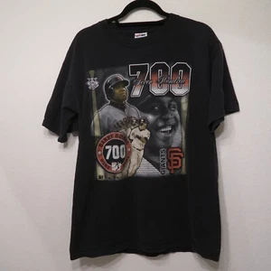 Vintage 2000s Y2K Barry Bonds #700 Home run Tee Shirt Majestic L Large Black tee - Picture 1 of 11