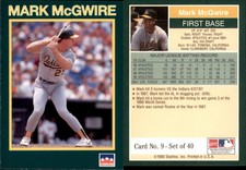 1990 Starline Long John Silver #9 Mark McGwire - Excellent