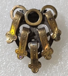 Antique Arts & Crafts era Bronze Brass Dimensional Fur Dress Clip - Picture 1 of 8