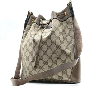 GUCCI Sherry Line Drawstring Shoulder Bag Interlocking Leather PVC GG Bucket JPN - Picture 1 of 11