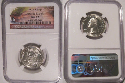 2018 S Apostle Islands Quarter 25c NGC MS 67 - Image 1 of 2