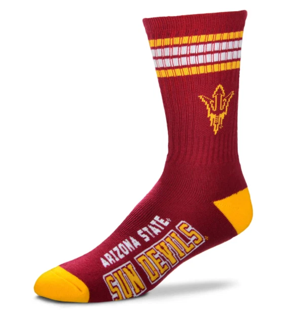 Arizona State Sun Devils Maroon & Gold 4 Stripe Deuce Crew Socks - Image 1 of 1