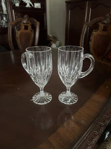 2ea Mikasa Park Lane Irish Coffee Footed Crystal Coffee Mugs with Handles 7 3/8" - Bild 1 von 7