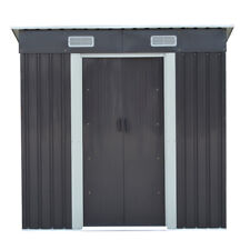 4 x 6ft Dark Grey Garden Shed Pent Roof Outdoor Small House Toolshed +Foundation
