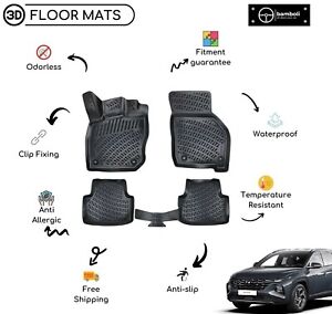 3D Molded Vehicle Specific Rubber Floor Mat for Hyundai Tucson 2022-