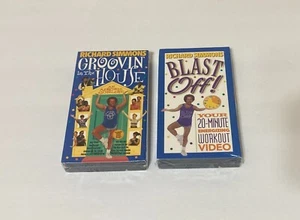 Richard Simmons 2 VHS-Groovin In The House Aerobic Concert & Blast Off Workout - Picture 1 of 4